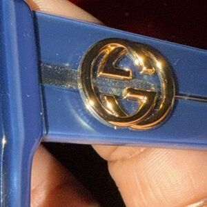Gucci Blue Square Acetate Sunglasses with Gold GG Accent